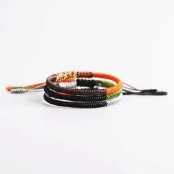 Tibetan Buddhist Three-color Stitching Love Lucky Charm Tibetan Thread Bracelet For Women Men Handmade Knots Budda Rope Bracelet