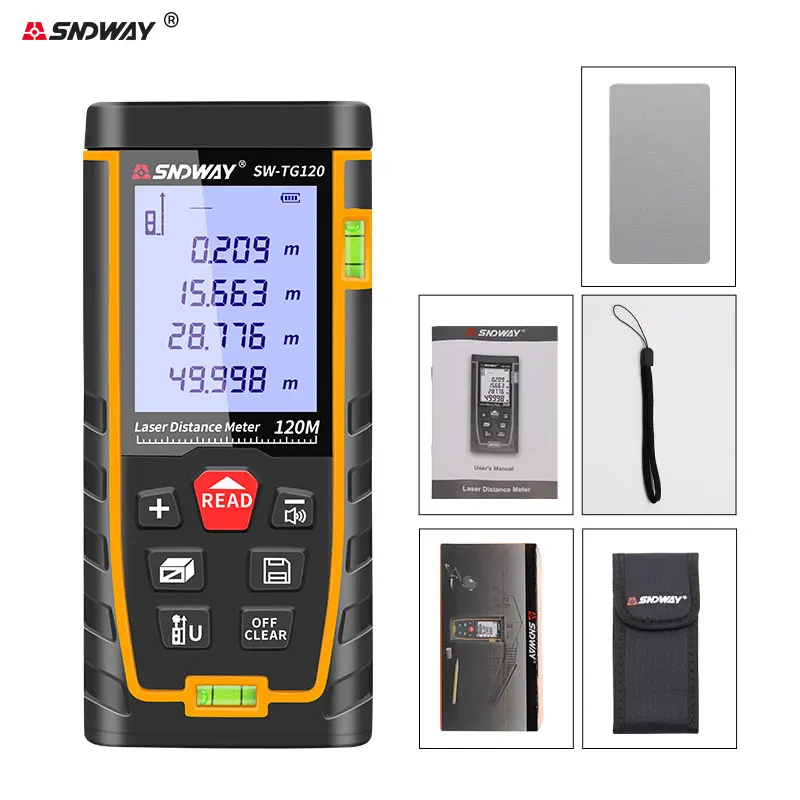 SNDWAY telemetro Laser misuratore di distanza Laser ad alta precisione nastro di misurazione pagoda Trena Metro strumenti di costruzione a doppio livello