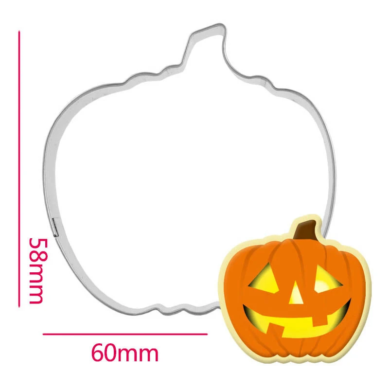 Halloween Pumpkin Cookie Cutter Stainless Steel Biscuit Knife Baking Fruit Kitchen Tools Mold Embossing Printing