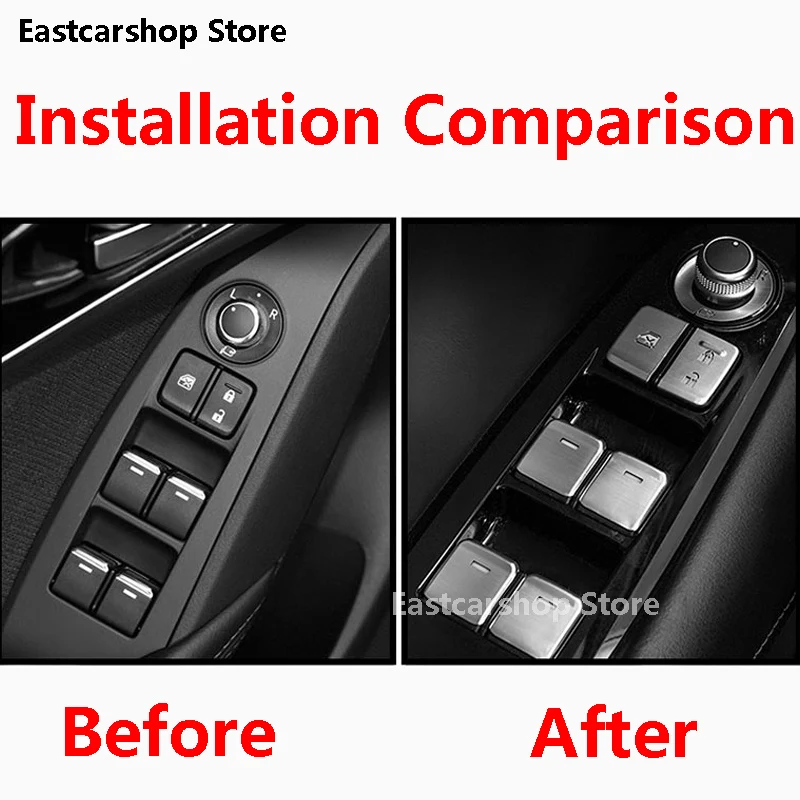 For Mazda 6 Atenza 2019 2020 2021 2022 Car Aluminum Alloy Sequins Door Window Glass Panel Armrest Lift Switch Button Accessories