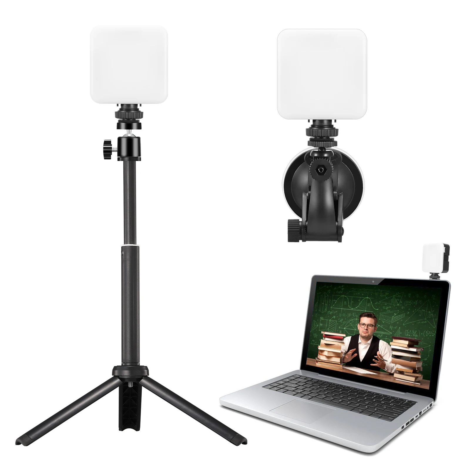 SOONPHO LED Video Conference Lighting Kit  5600K CRI 90 Computer Webcam Light Zoom Call Lighting with Suction Cup/Clip Tripod