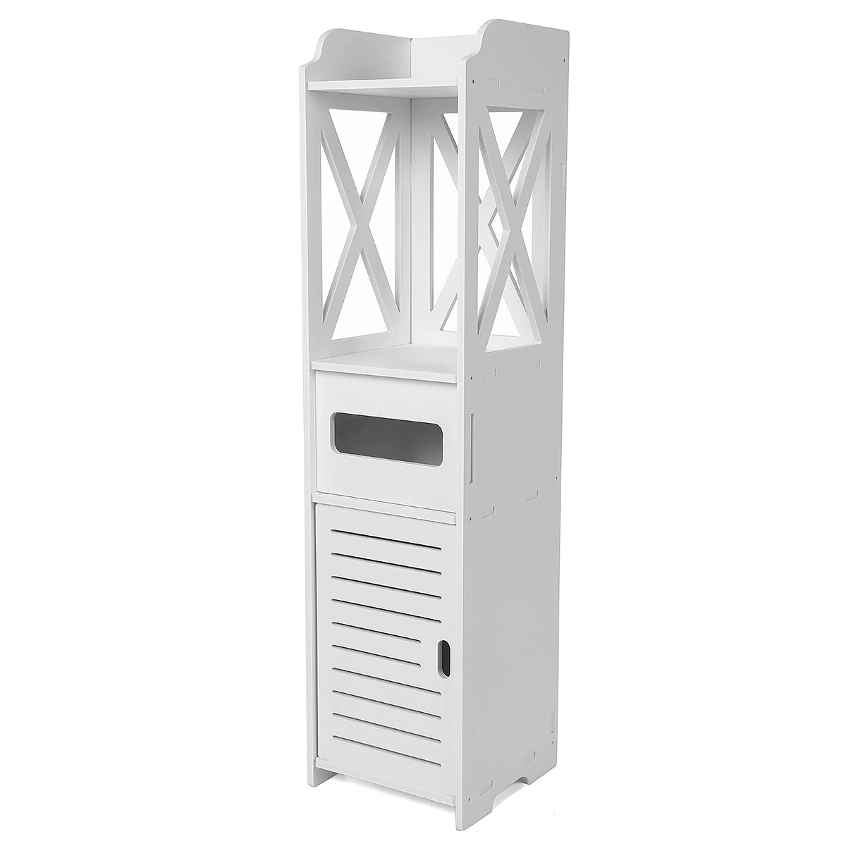 

White Bathroom Vanity Floor Standing Shelf Storage Cabinet Shower Corner Sundries Shelf Home Furniture Storage Racks