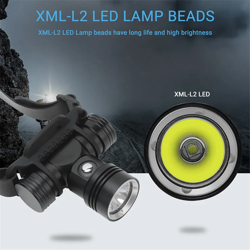 Diving Headlamp 100 Meters Underwater Headlight L2 Led Scuba head Flashlight Torch Waterproof IPX8 18650 Lamp Light