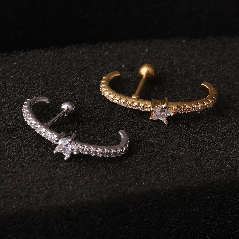 1PC 16G Ladies CZ Hoop Ear Stud Cartilage Helix Tragus Earring Piercing  Jewellery