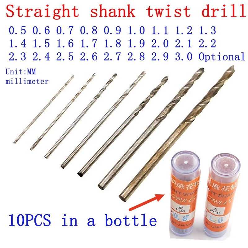 Mata bor lurus, batang lurus, bor putar 0.5MM-3MM 1MM 2MM, jarum lubang manik untuk batu permata mutiara/Amber/manik-manik kayu