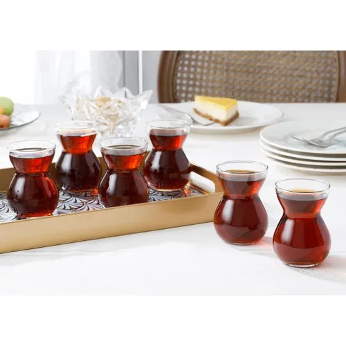 

English Home Ethnic Glass 6pcs Tea Cup 140 ml Transparent