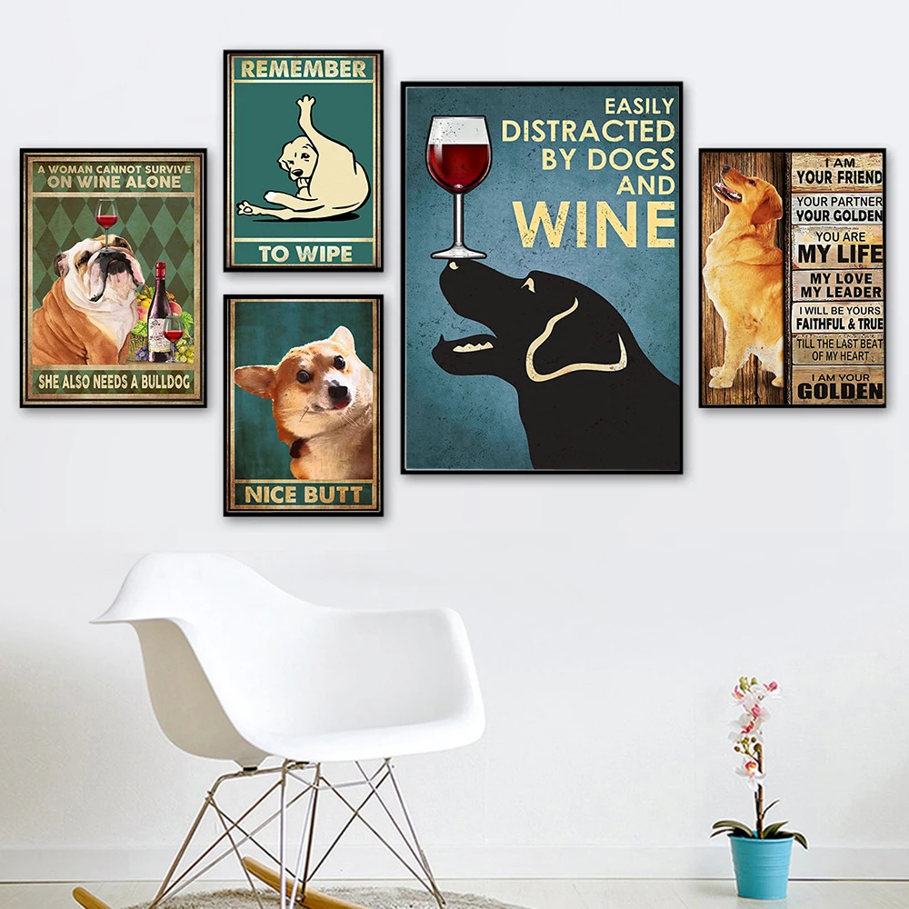 

Mental Animal Poster Kitchen Wine Art Print Vintage Dog She Also Needs A Bulldog Funny Canvas Painting Christmas Gift Home Decor