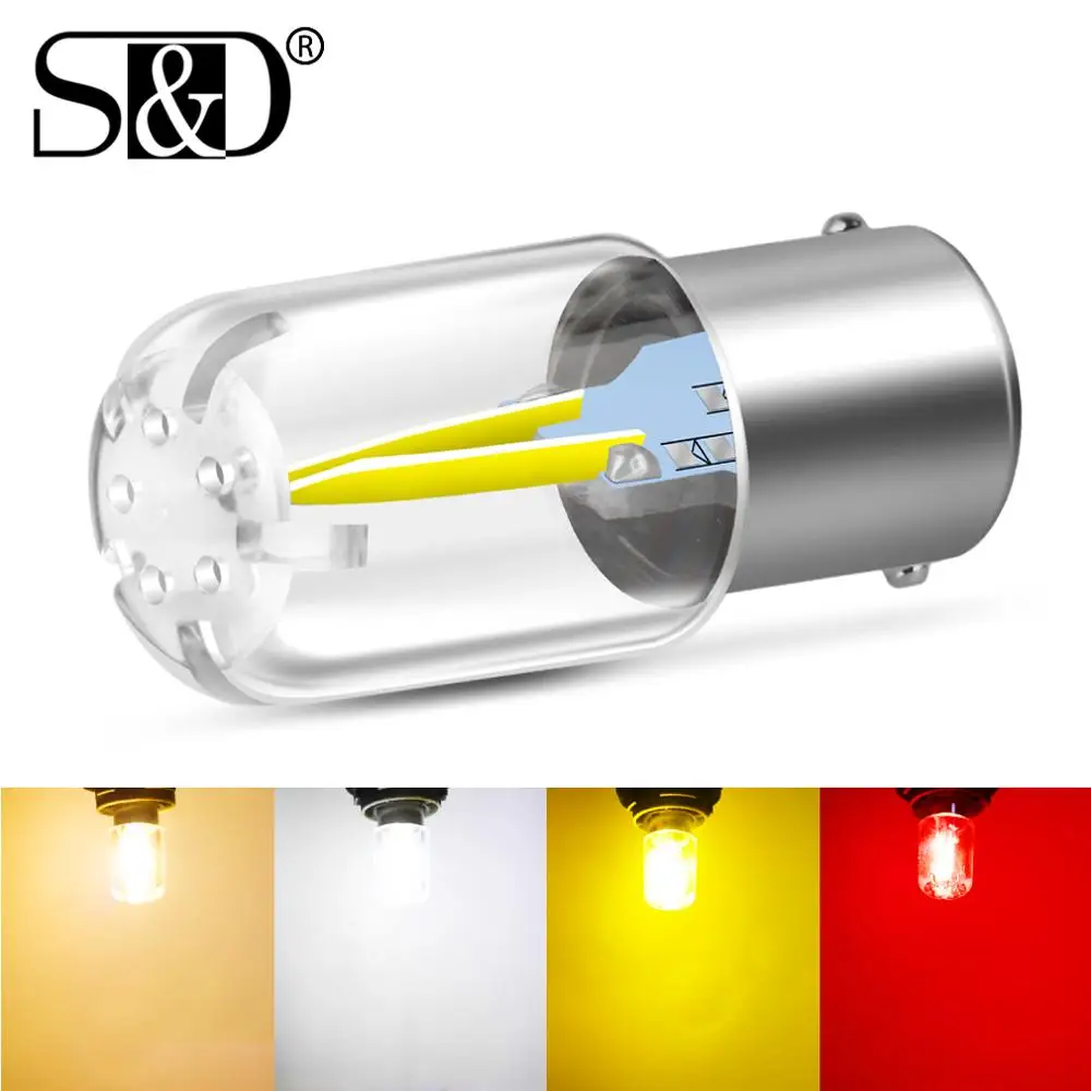 1pc Super Bright COB P21W BA15S 1156 1157 BAY15D P21/5W Led Bulbs Car Turn Signal Lamp Auto Reverse Lights Yellow Red White 12V