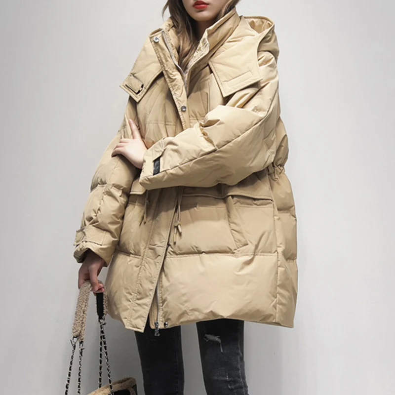 New Winter Women Loose Down Coat Windproof 90% White Duck Down Jacket Female Parkas Feather Puffer Snow Outwear