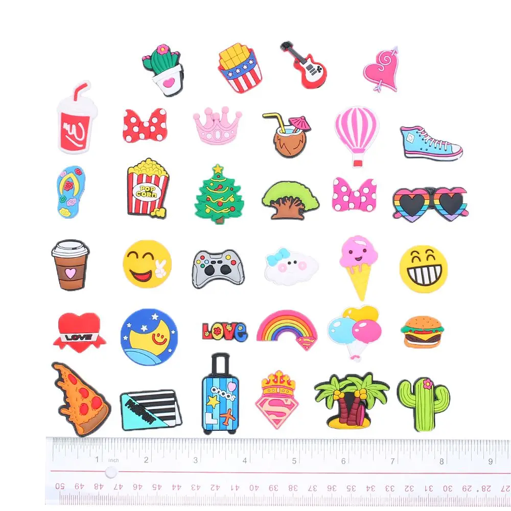 Novel Cute PVC Shoe Charms Accessories Tree Balloon Hamburge Shoes Buckle Decorations fit   Kids X-mas Party Gifts