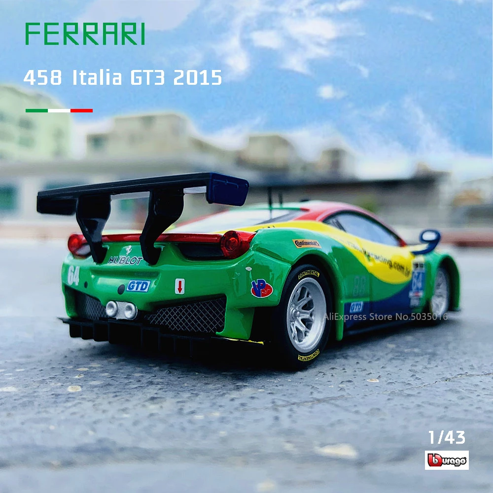 Bburago 1:43 Hardcover Edition 2015 Ferrari 458 ITALIA GT3 racing model simulation car model alloy car toy male collection gift