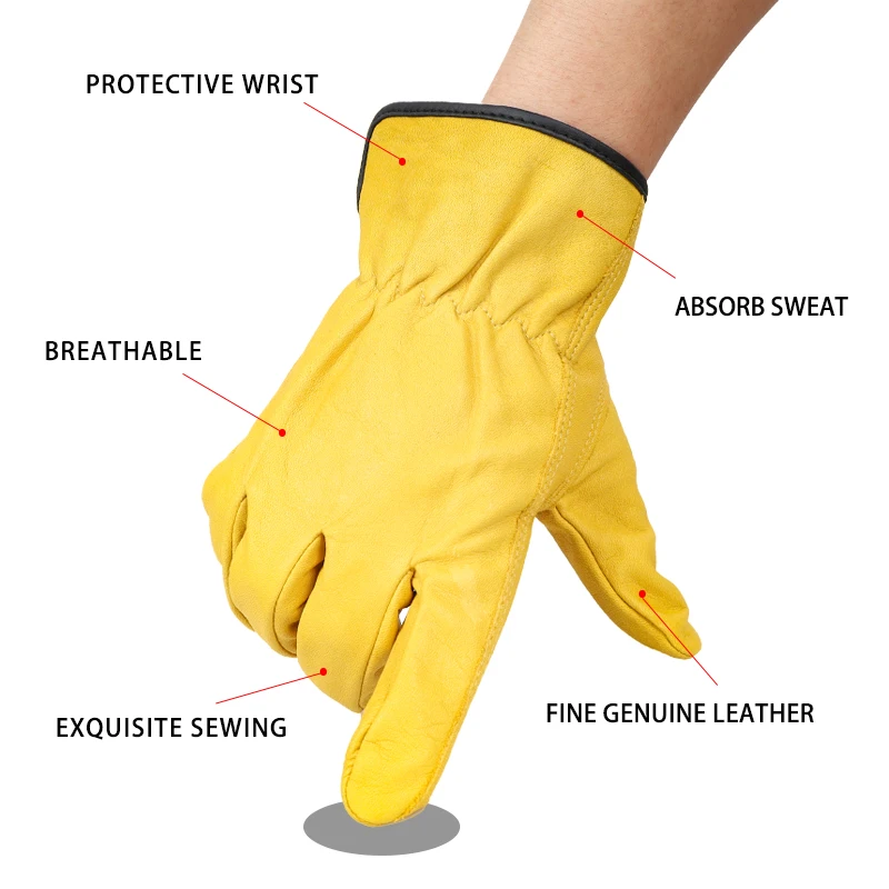 QIANGLEAF 3pcs Men\'s Work Gloves Cowhide Leather Security Protection Safety Cutting Working Repairman Garage Racing Gloves H92