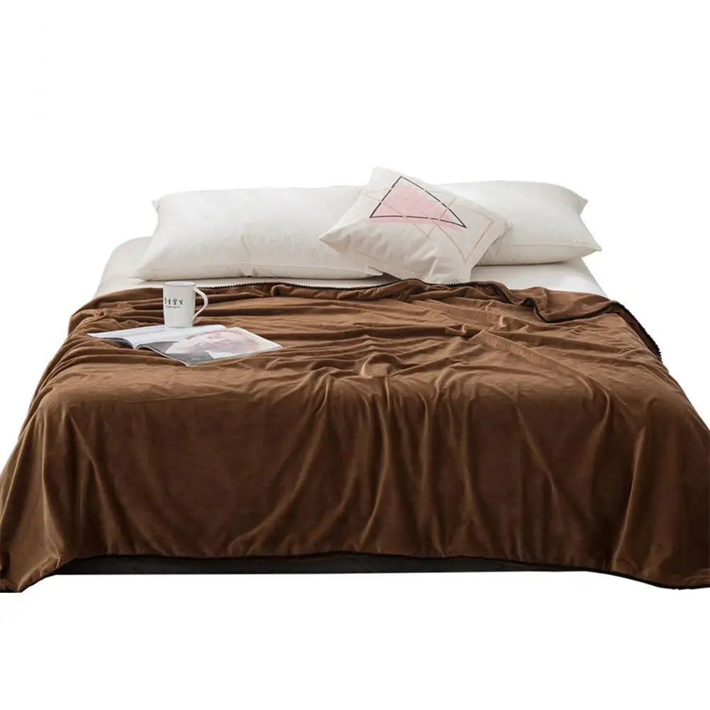 

36 Thicken Solid Color Double Layer Blanket for Adult Sofa Bed Supplies