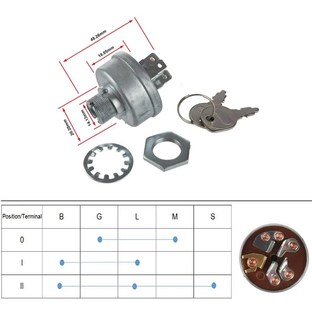 Zündung Starter Schalter Schlüssel für MTD 1908112P, 725-3004, 00012120P, 1908112,1734196, 7250267, 1754207P, 00012120, 725-0267A