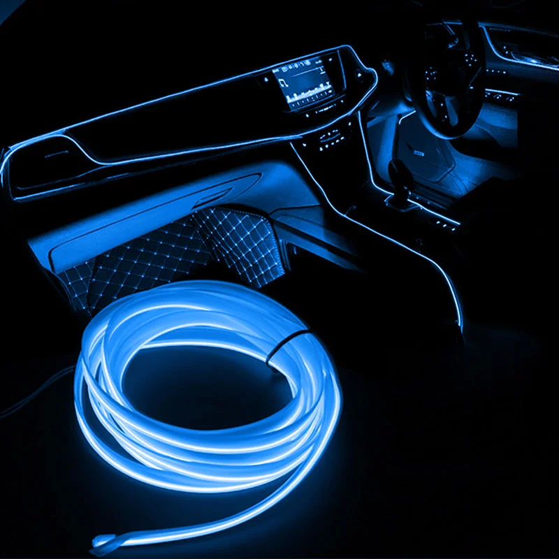 Lámpara decorativa Led para Interior de coche, tira de neón de cableado para Auto DIY, luz ambiental Flexible, diodo de Ambiente de fiesta USB,