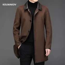 KOLMAKOV 2023 new arrival winter Double-sided wool coat thicked trench coat men,men's smart casual woolen jackets,size M-XXXL