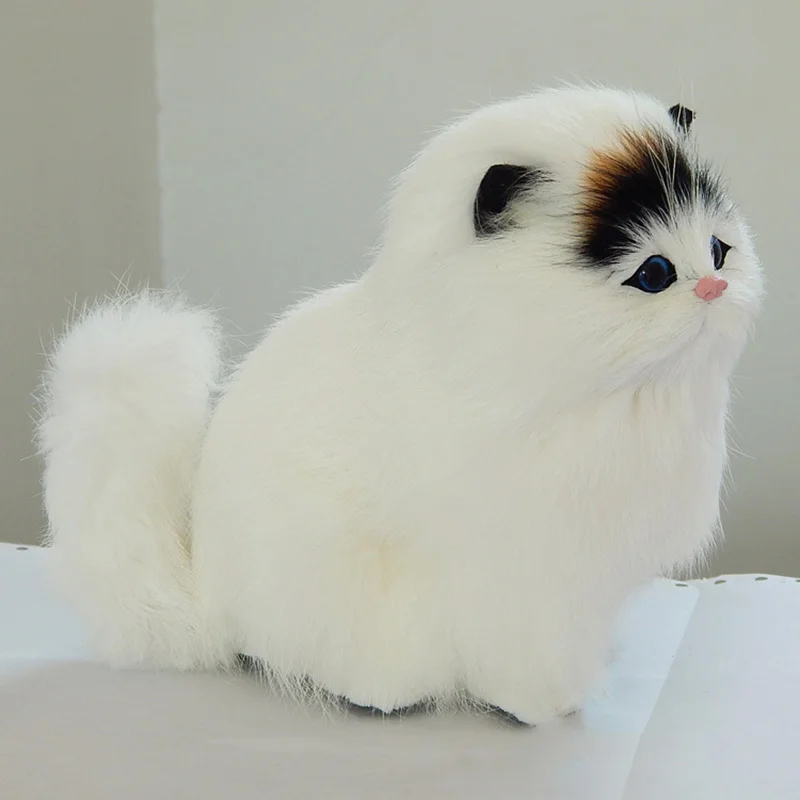 LSimulation plush cat crouching animal models handmade realistic cat dolls children plush toys home decoration