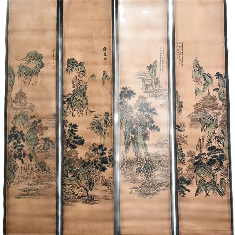 

China Calligraphy Paintings Scrolls Old Chinese Painting SCROLL FOUR SCREEN Painting Water And Water Landscape Painting