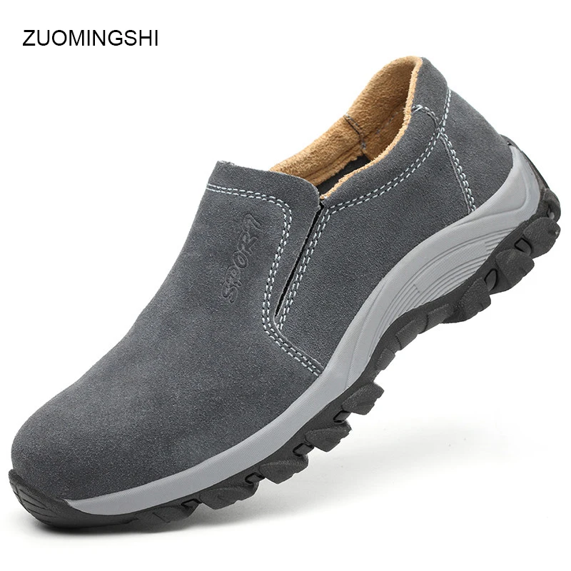 Non metallic Safety Shoes Men Leather Boots Puncture and Smash Proof Work Boots Lightweight Non-slip Shoes Rubber Sole