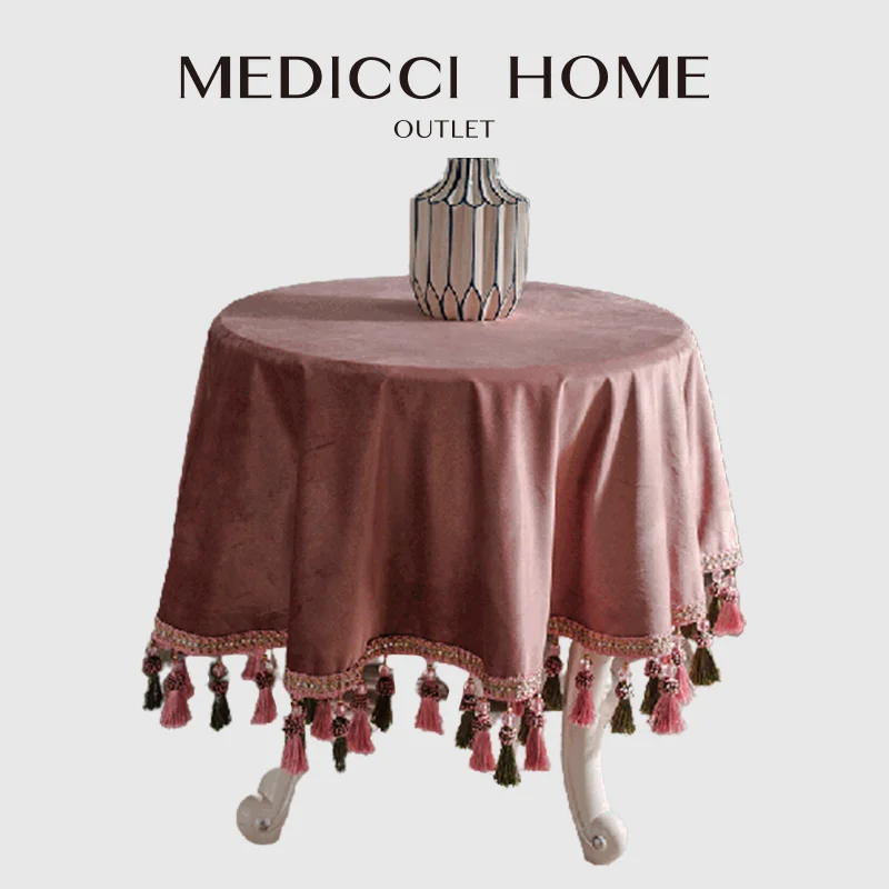 Medicci Home Pink Velour Table Cloth With Tassels Baby Shower Tablecloth Sweetheart Table Highly Mysterious Velvet Overlay