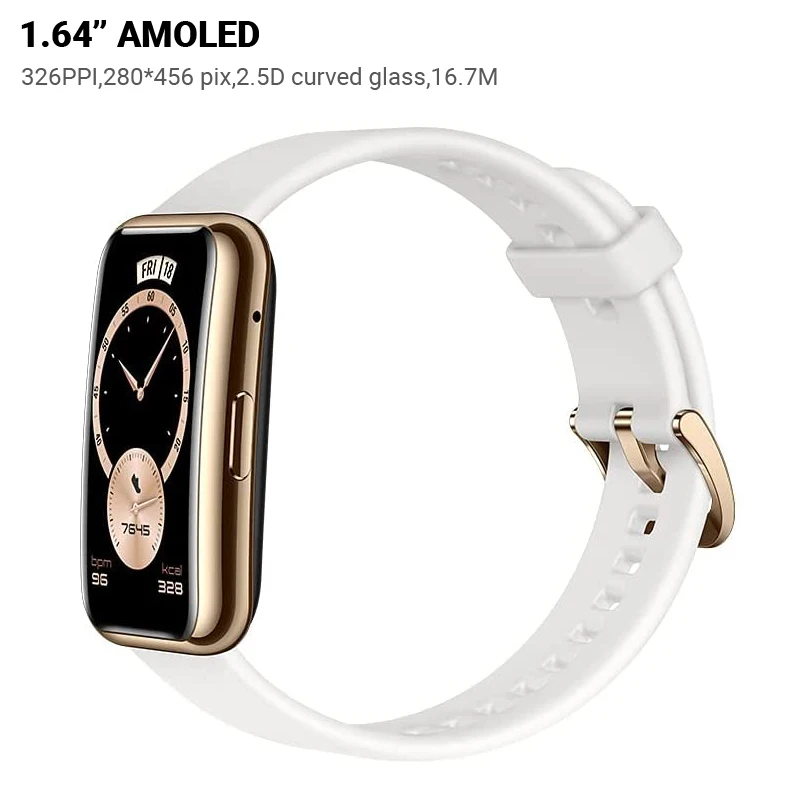ساعة هواوي تناسب ساعة ذكية جي بي إس 1.64 ''AMOLED الإصدار العالمي SpO2 10 أيام عمر البطارية نظام تحديد المواقع 24 ساعة أنيقة فاترة أبيض