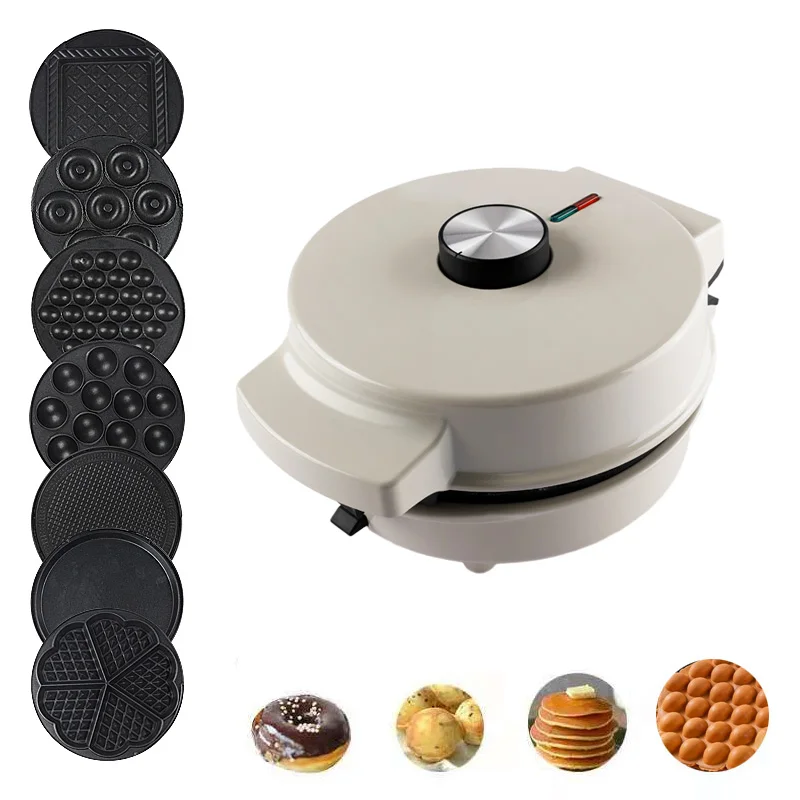 220V automatyczne wielofunkcyjne gospodarstwa domowego elektryczny gofrownica Egg Ball Maker maszyna do pieczenia gofrów toster i non-stick 7 płyt