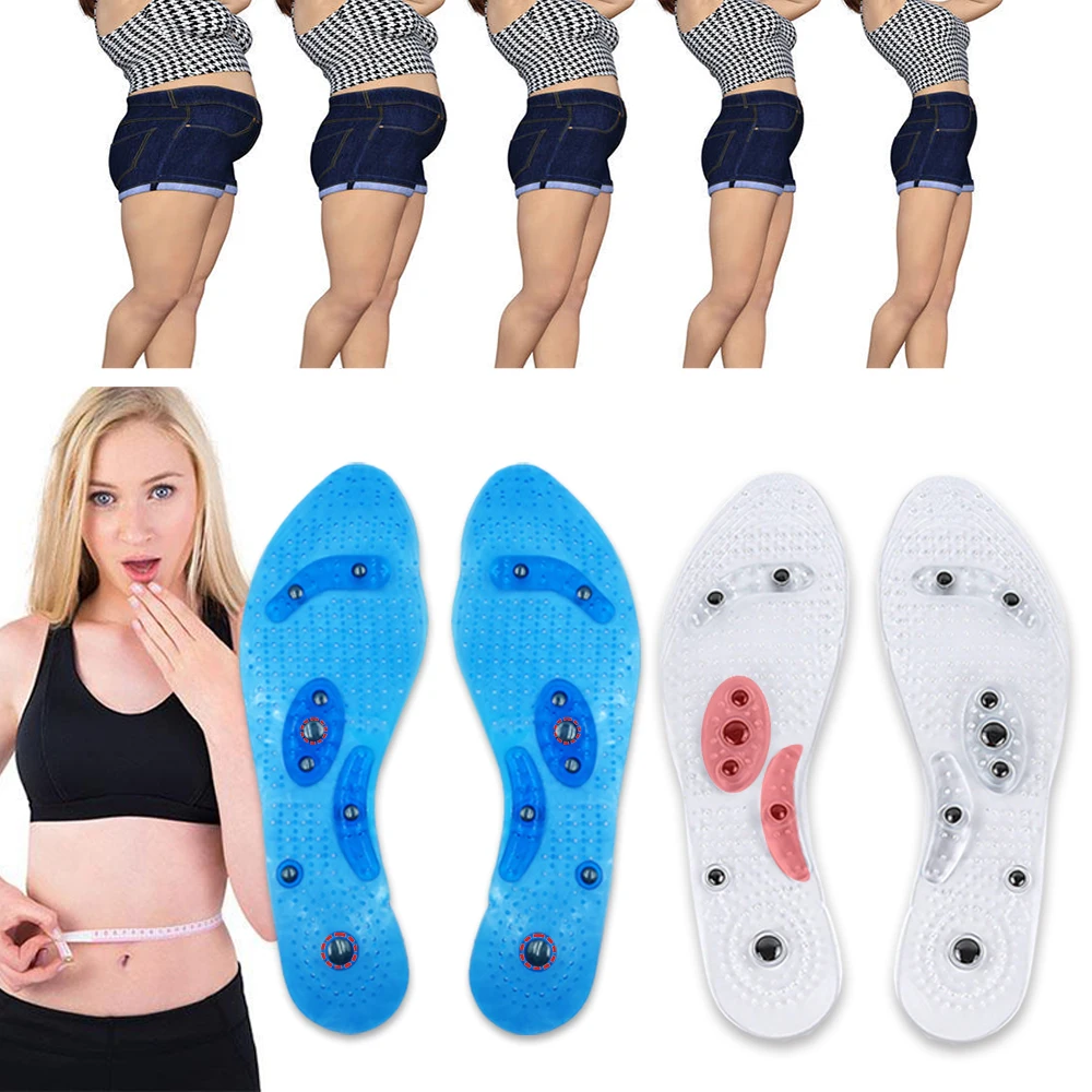 

Man Women Magnetic Therapy Massage Insoles Weight Loss Acupressure Promote Blood Circulation Transparent Shoe Sole Pads Gifts