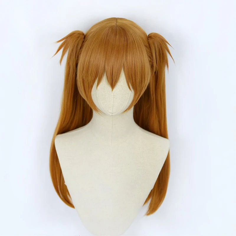 

Anime EVA Asuka Langley Soryu Cosplay Wigs Long Orange With 2 Ponytail Clips Heat Resistant Synthetic Hair Wig + Wig Cap