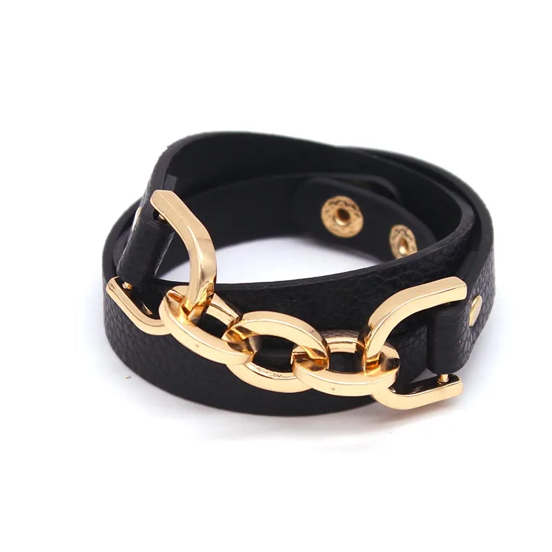 TOTABC Fashion Leather Bracelets For Women Jewelry Wholesale Punk Cool Charm Women Round Wrap Christmas Gifts