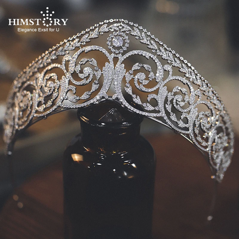 

HIMSTORY Full Zircon Royal Princess Crown Cubic Zirconia Wedding Bridal Tiaras CZ Pageant Headpieces Party Prom Hair Jewelries