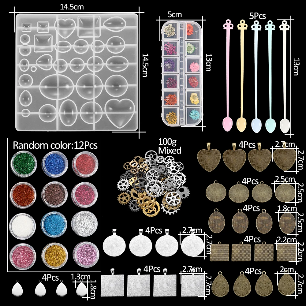 20 Styles Jewelry Epoxy Resin Molds Kit Silicone Mold UV Casting Tools Resin Jewelry Casting Molds for DIY Crafts Jewelry Making