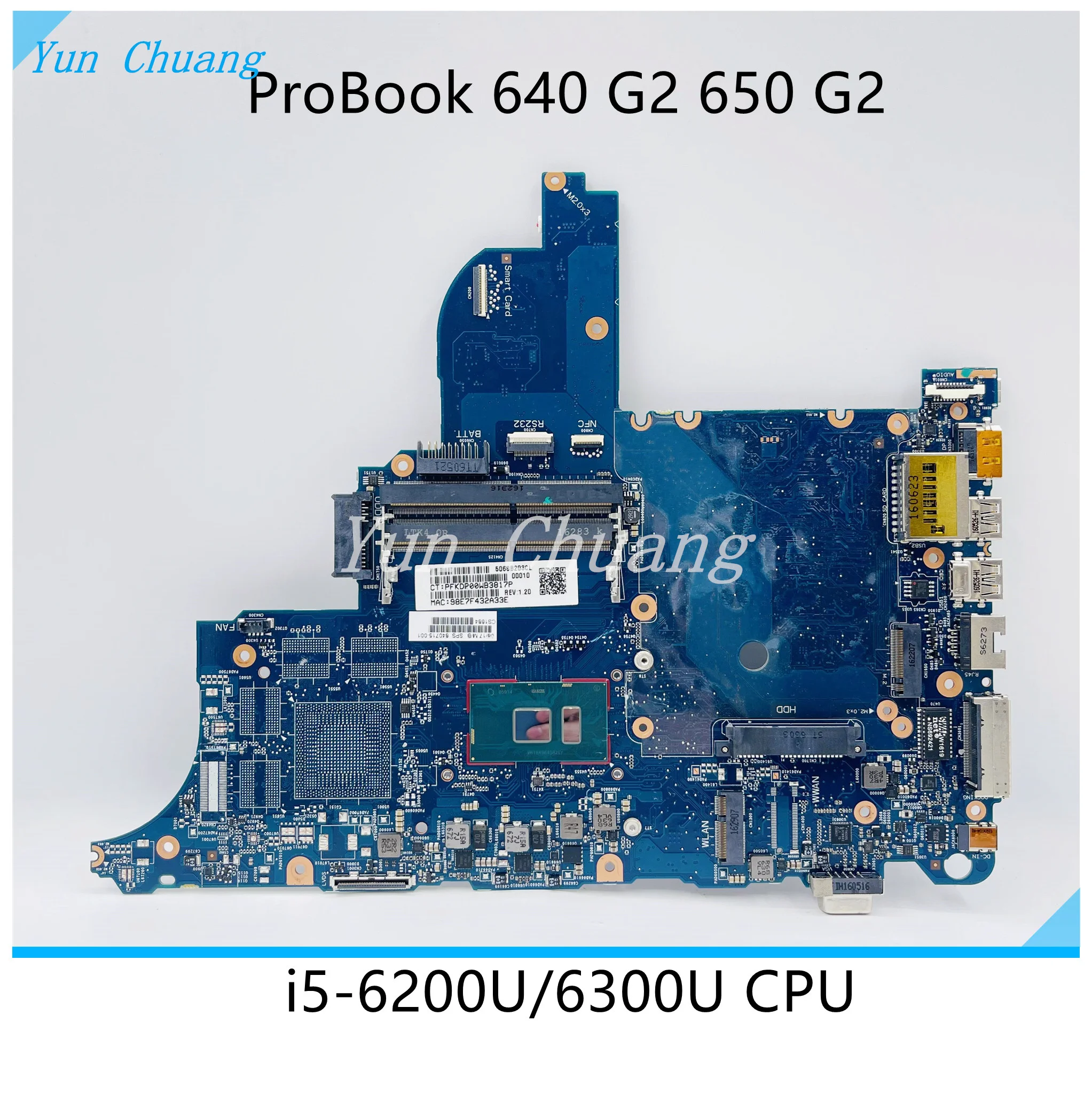 

840717-001 840717-601 For HP ProBook 640 G2 650 G2 Laptop Motherboard 6050A2723701-MB-A02 With i5 i7 CPU UMA DDR4 Mainboard