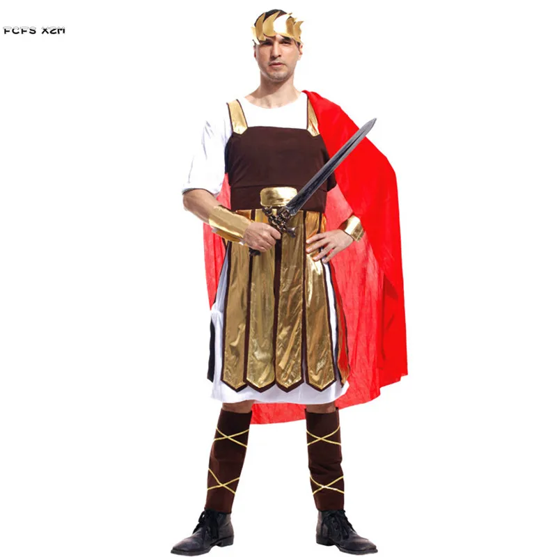 Man Halloween Spartan Warrior Costumes Adult Ancient Rome King Cosplay Carnival Purim Parade Nightclub Bar Role Play Party Dress