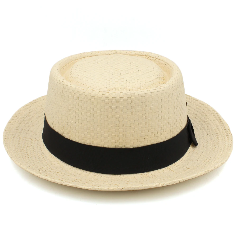 Larger Size US 7 1/2 UK XL Men Women Classical Straw Pork Pie Hats Fedora Sunhats Trilby Caps Summer Boater Beach Travel Party