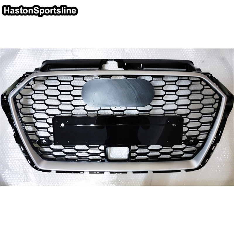 A3 Rs3 Stijl Race Grills Met Acc Front Sport Honingraat Kap Grill Voor Audi A3 S3 Sline 8V 2017-2019 Auto Accessoires