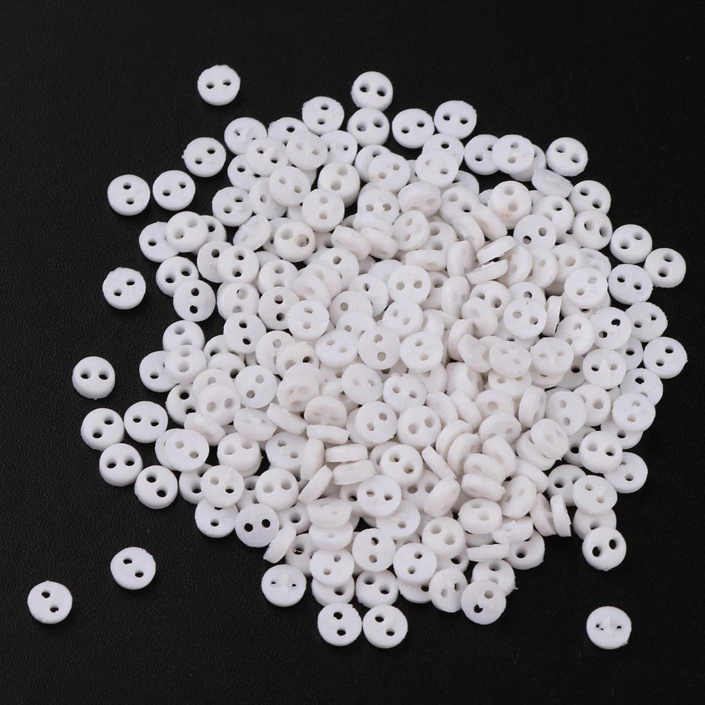 300pcs Very Small Mini Tiny Micro Figures Doll Clothes Sew Button 4mm White