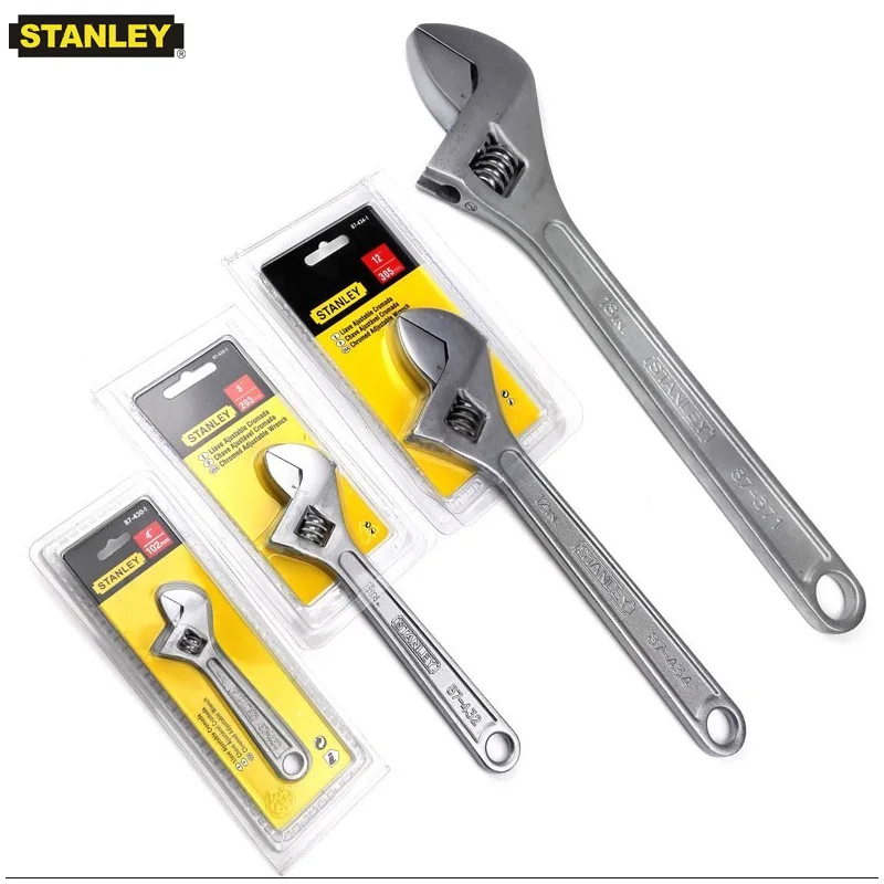 Stanley 1pcs professional big micro adjustable wrench car torque wrenches metal adjustable head spanner repair mechanics tool