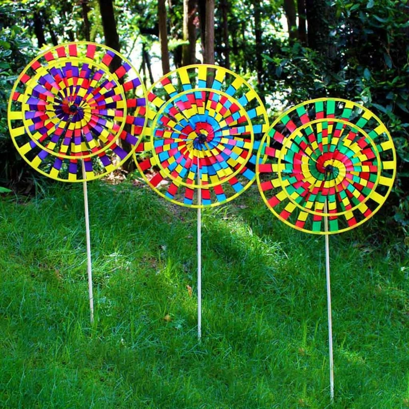 Retro Colorful Wind Spinners Lawn Pinwheels Windmill Garden Yard Patio Lawn Decoration Indoor Outdoor Baby Kids Toys