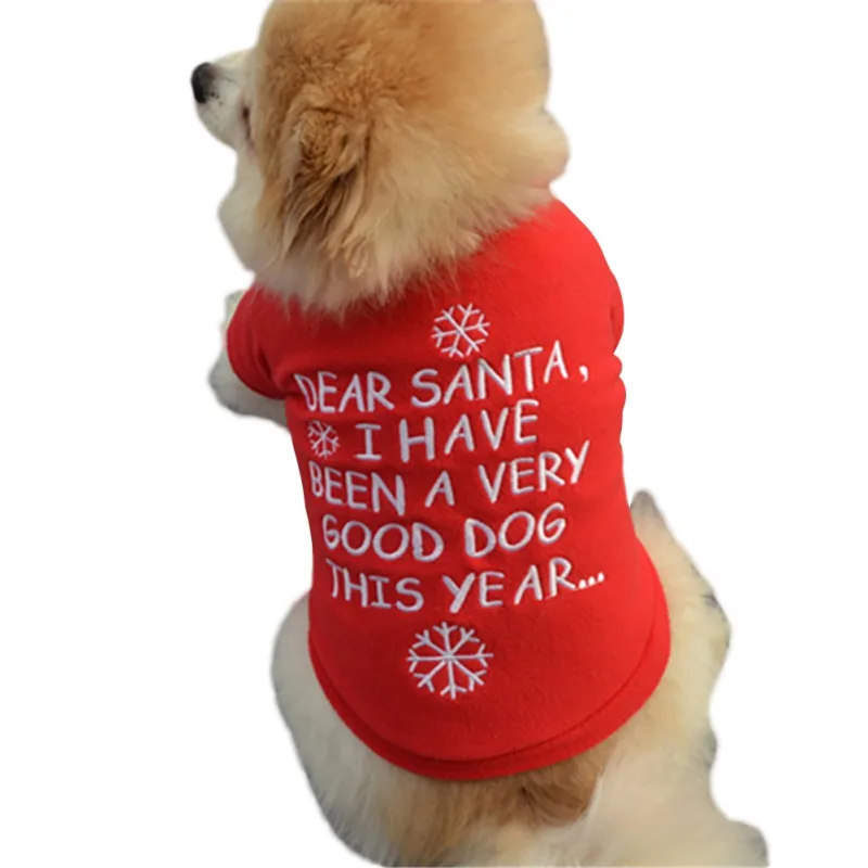 Winter Warm Pet Coat Letters Print Dog Clothes for Chihuahua Shih Tzu Sweatshirt Puppy Cat Pullover Dogs Pets Christmas Clothing