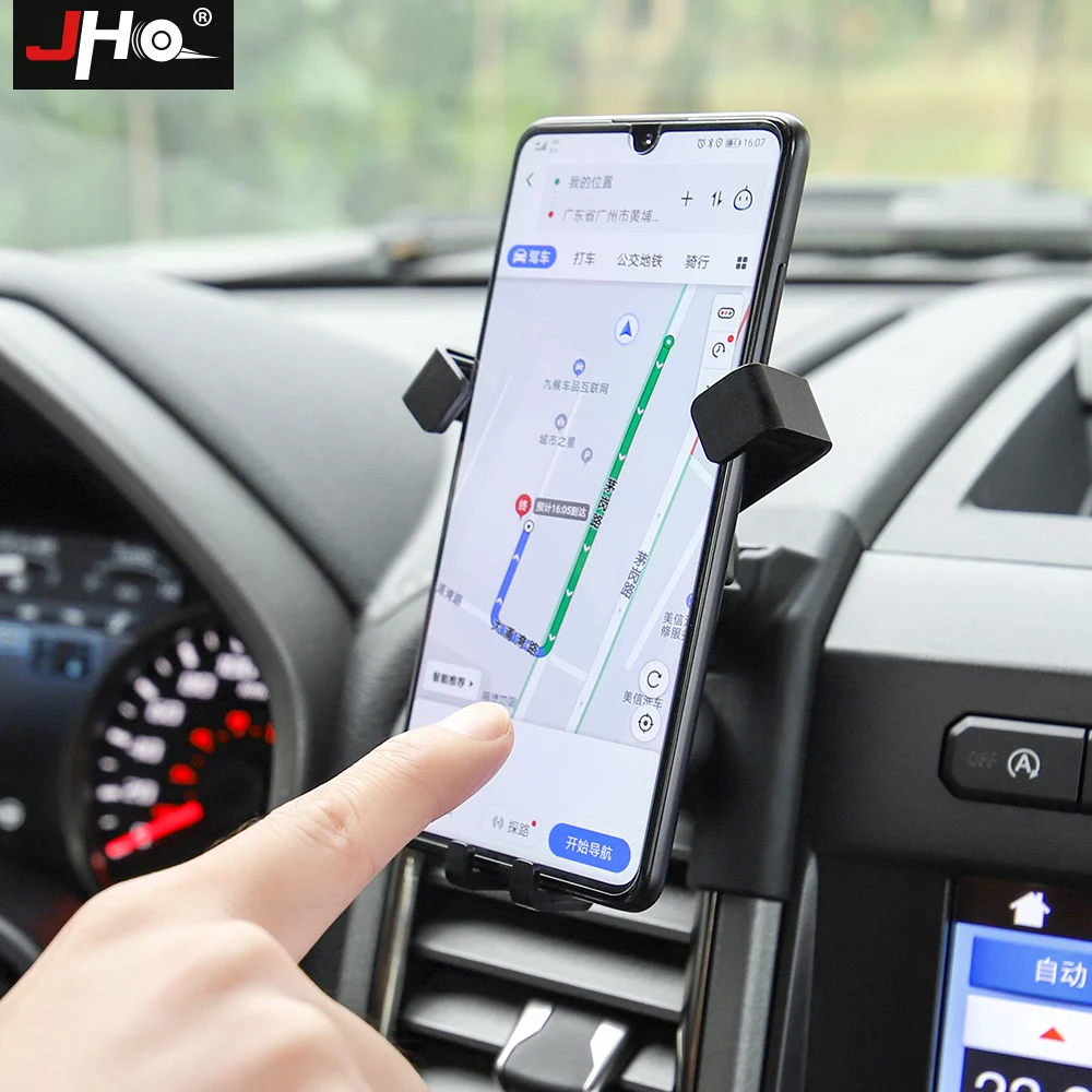 JHO Carbon Grain Car Gravity Air Vent Mobile Phone Holder Mount For FORD F150 2015-2020 2019 2018 2017 Raptor Accessories