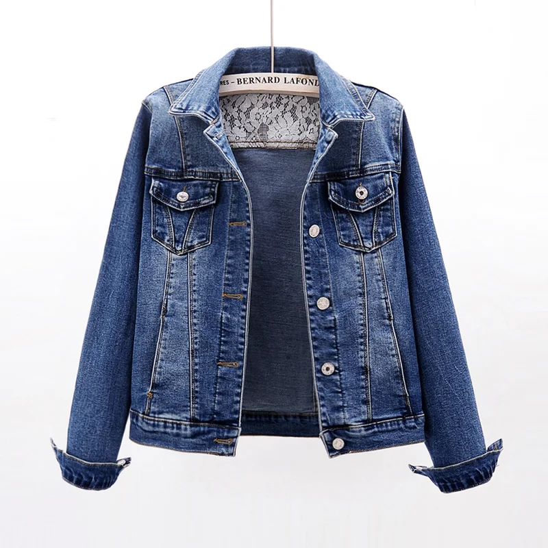 Korean Elasticity Slim Denim Jacket Women Long Sleeve Short Outwear Chaqueta Mujer Spring Vintage Blue Female Coat Woman Clothes