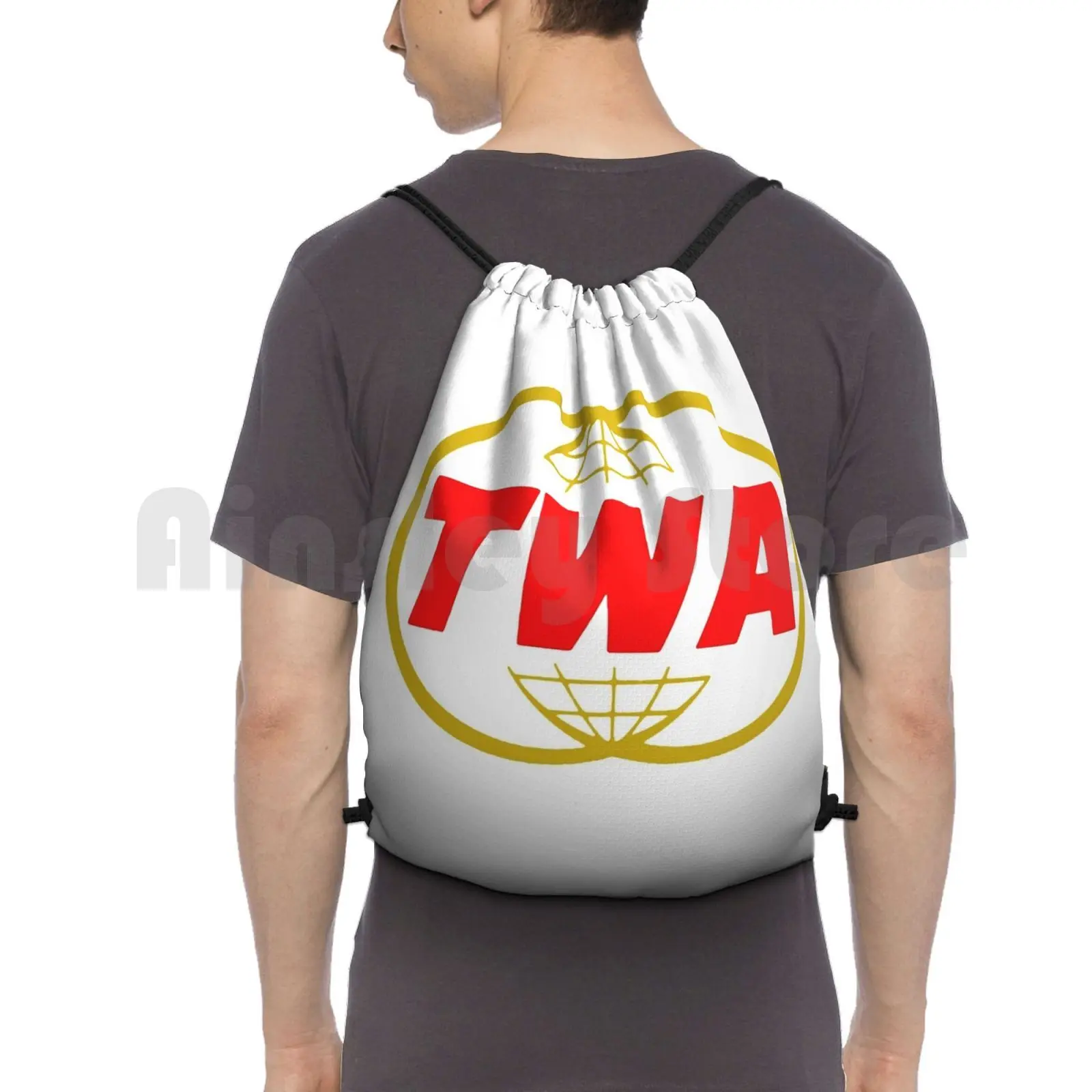 Twa Transworld Usa Backpack Drawstring Bag Riding Climbing Gym Bag Twa Transworld Usa Panam Boeing Jet Liner Air Travel