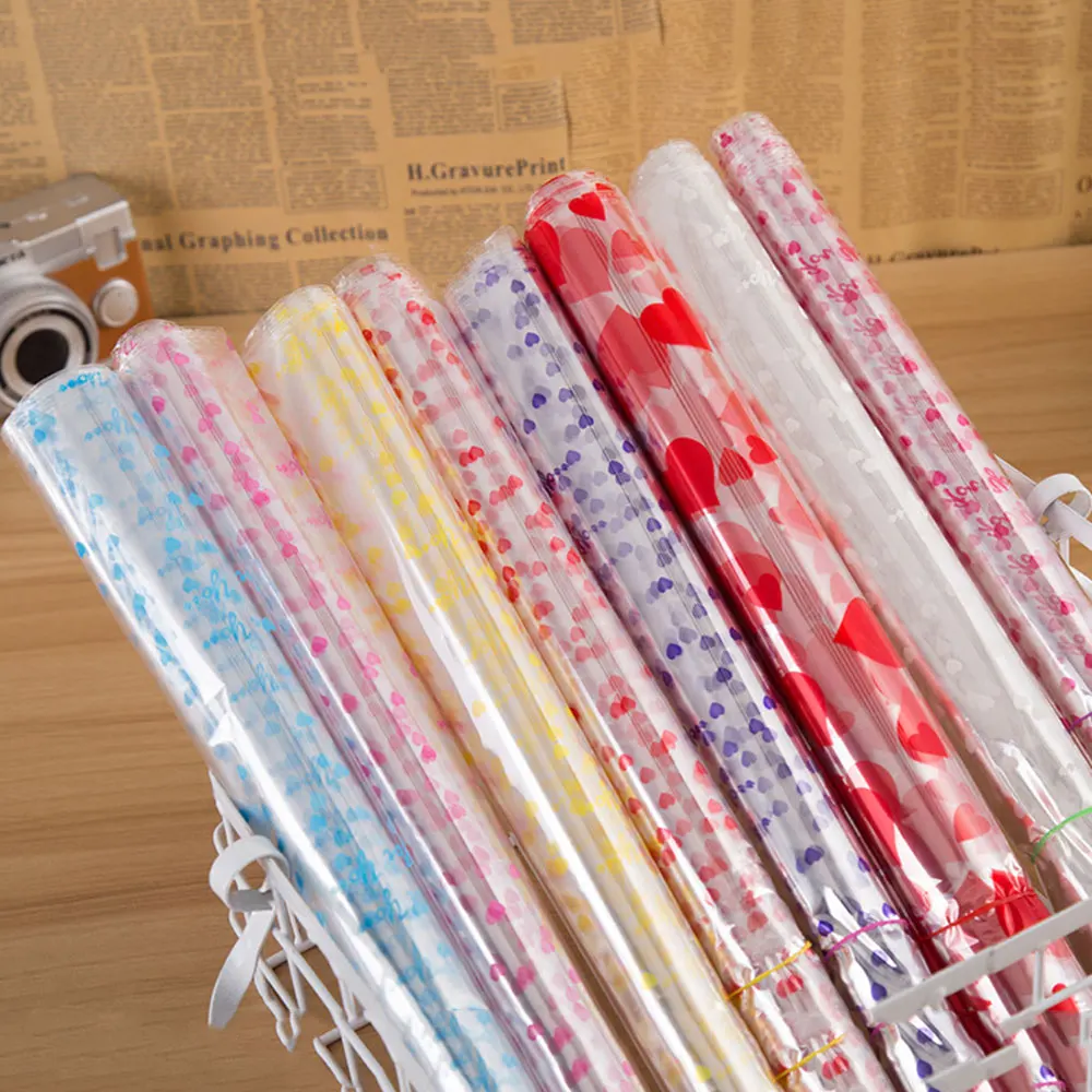 50pcs 18x25cm/20x30cm Transparent Opp Plastic Bag For Dolls Toy Packaging Small Heart Gift Bag Party Candy Fruit Basket Bag