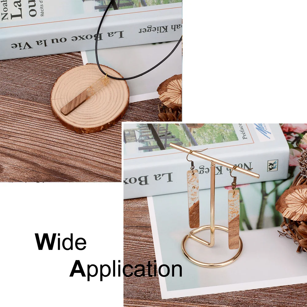 50pcs Resin & Walnut Wood Big Pendants Charms Rectangle for Jewelry Making DIY Bracelet Necklace Accessories 51.5x7.5x3mm