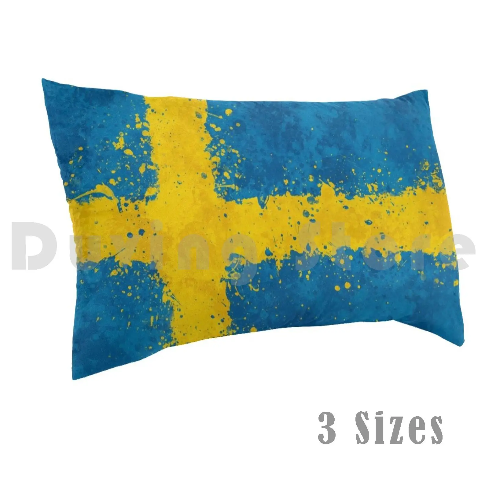 Sweden Flag Action Painting-Messy Grunge Pillow Case Printed 35x50 Sweden Swedish Swede Scandinavian Viking Flag