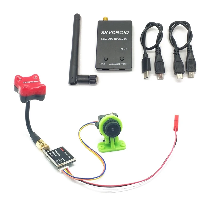 Easy to use 5.8G FPV Receiver UVC Video Downlink OTG VR Android Phone+Video 200/600mw Transmitter TS5823+CMOS 1000TVL Camera