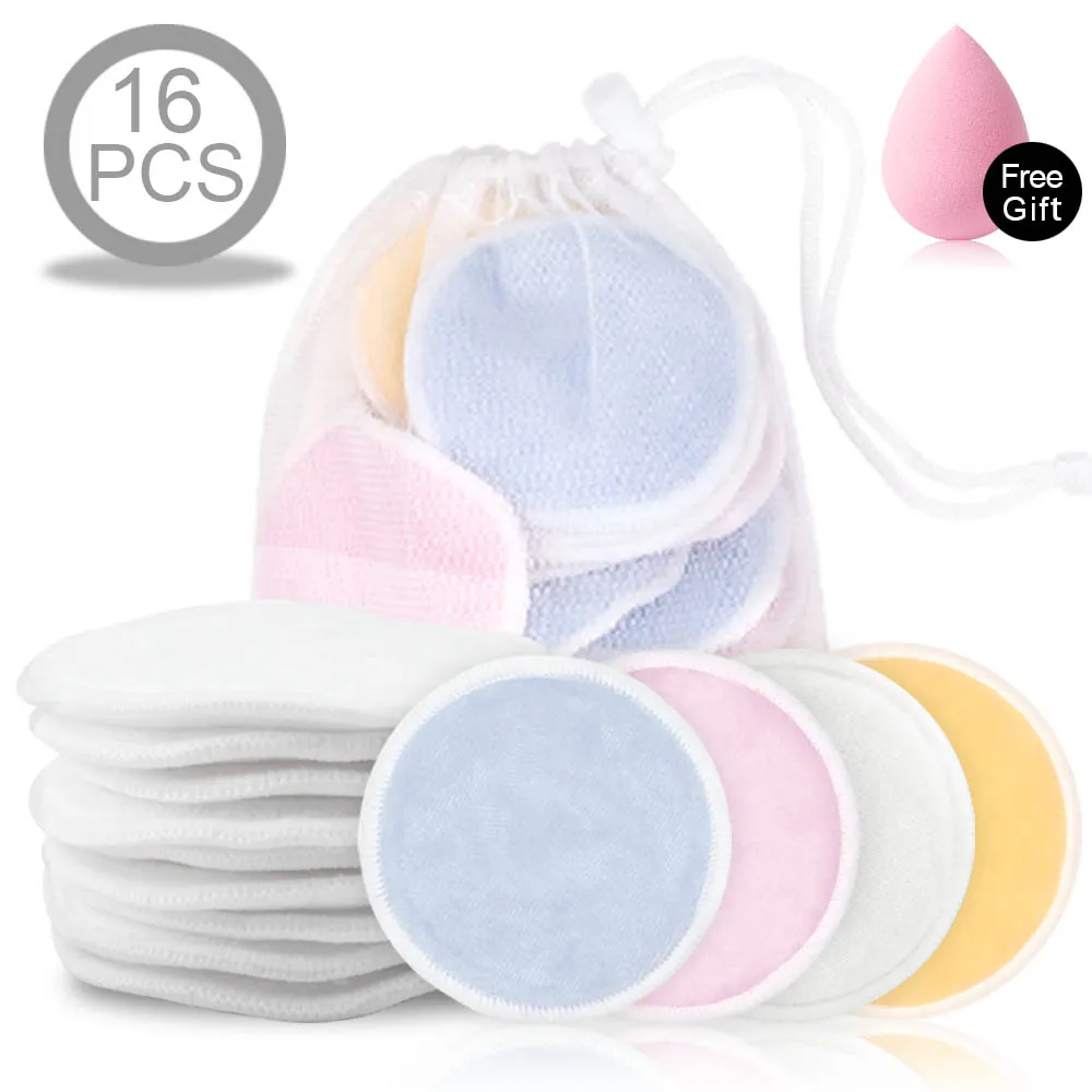 Lavabile Tamponi di Cotone Riutilizzabile Cotone di Bambù Makeup Remover Pads Lavabile Pulire Per Il Make-up di Rimozione Tre Strati Con Lavanderia borsa