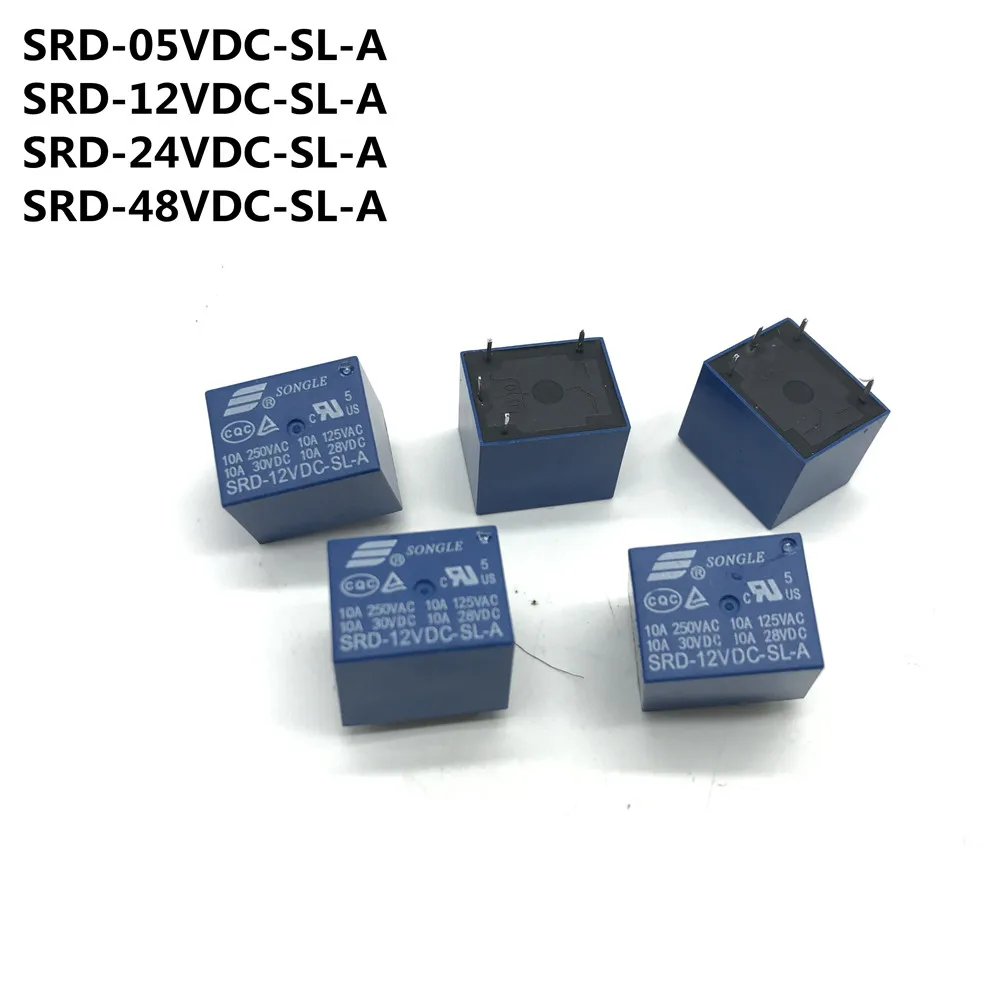 5pcs PCB Type Electromagnetic Coil Power Relay SRD-05VDC-SL-A SRD-12VDC-SL-A SRD-24VDC-SL-A SRD-48VDC-SL-A 10A 250VAC 4PIN T73