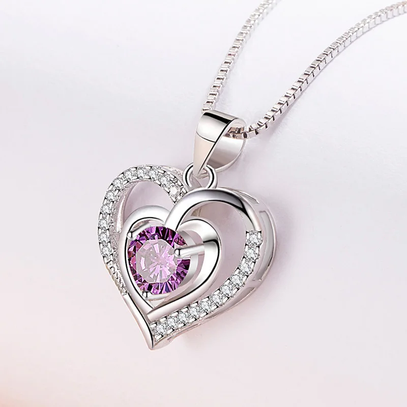 KOFSAC 2022 Fashion 925 Sterling Silver Necklaces For Women Gifts Elegant Romantic Love Heart Lady Valentine's Day Jewelry Gifts