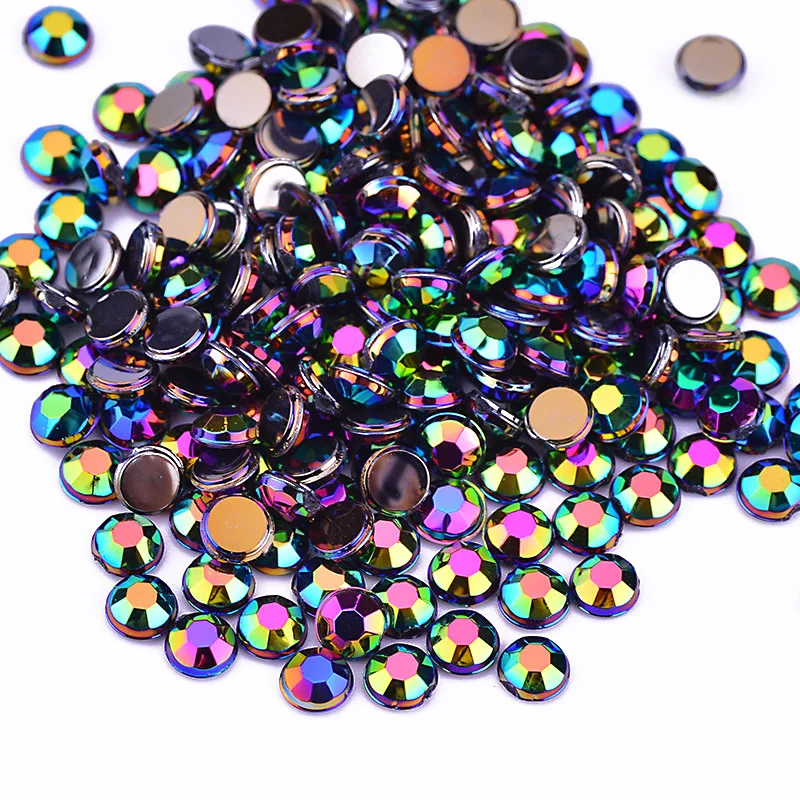 Junao 500 Pcs 4 Millimetri Nero Lucido Ab Rhinestone Acrilico Rotondo Flatback Del Chiodo Decotation Pietra di Cristallo Non Cucito Scrapbook Strass